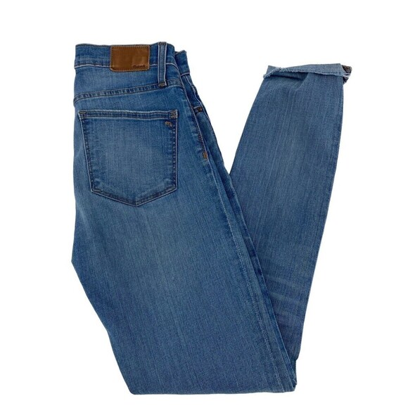 Madewell Size 28T Distressed 9” High Rise Skinny Raw Hem Blue Jeans - Picture 2 of 14